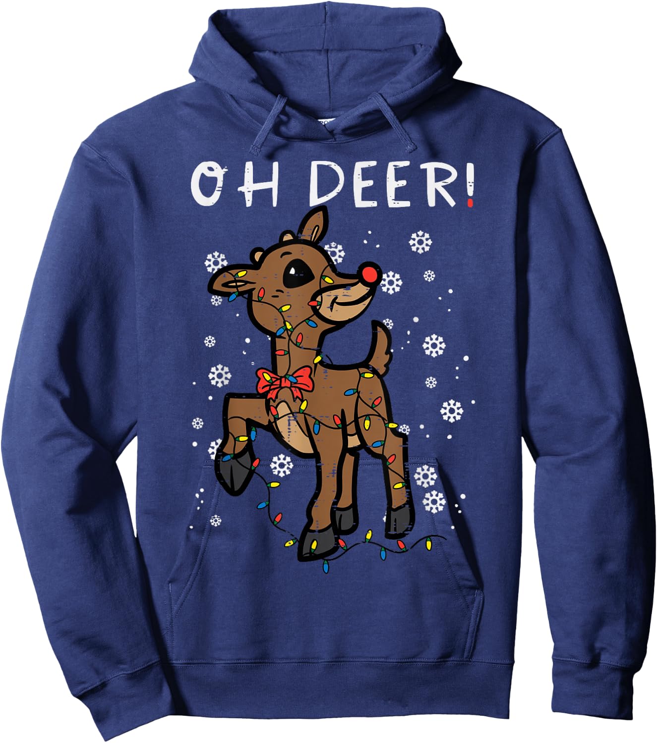 Christmas Reindeer Oh Deer Cute Xmas Boys Girls Kids Women Hoodie - Hoodie | Navy