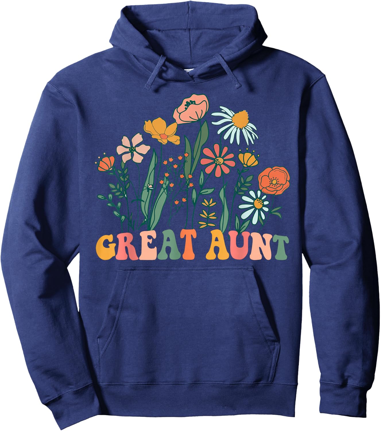 New GREAT AUNT Wildflower First Birthday & Baby Shower Hoodie - Hoodie | Navy