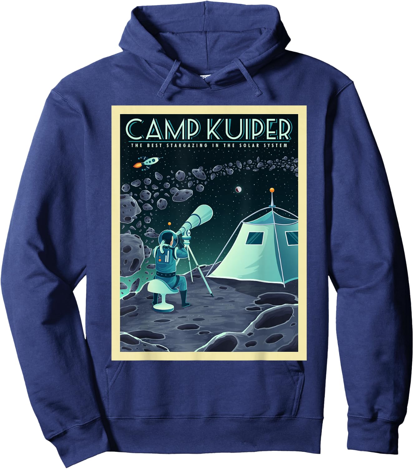 Retro Space Tourism Camp Kuiper Belt Camping Stargazing Hoodie - Hoodie | Navy