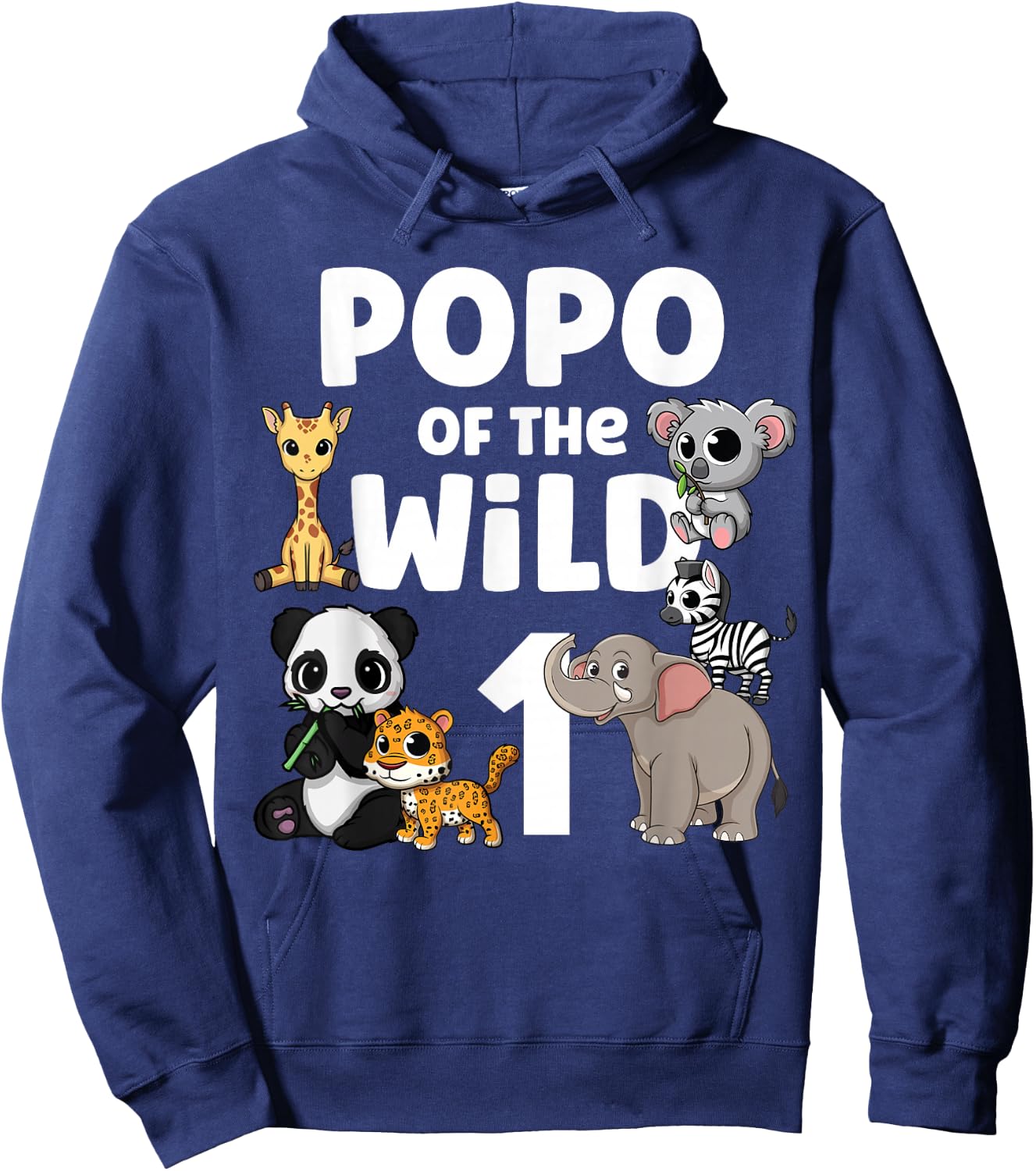Popo of the Wild One Zoo Birthday Party Safari Jungle Animal Hoodie - Hoodie | Navy