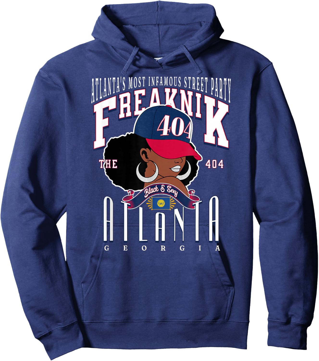 Around the Way Girls: Area Code Queens Freaknik Atlanta Culture Adults Black Small Short Sleeve Classic Regular Fit Lightweight Unique Design Hoodie - Hoodie | Navy