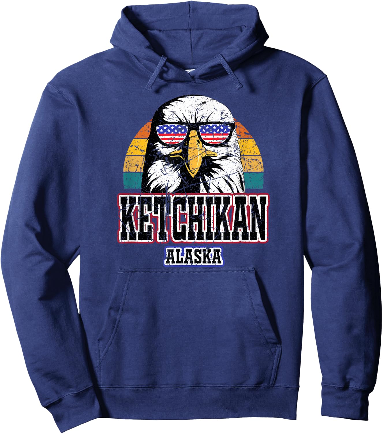 Ketchikan Alaska USA American Flag Men Women Kids Alaskan Hoodie - Hoodie | Navy