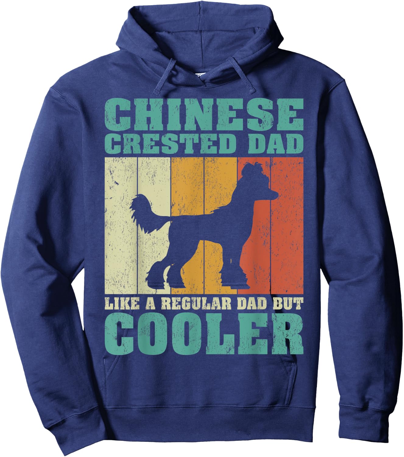 Vintage Chinese Crested Dad Like A Regular Dad Father's Day Hoodie - Hoodie | Navy