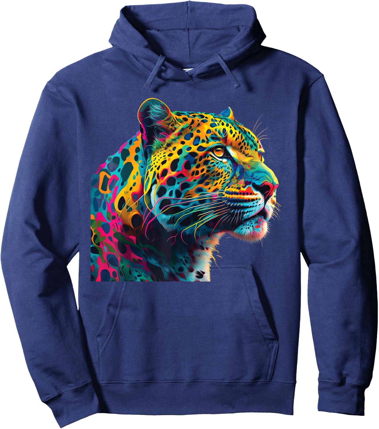 colorful leopard head art face for lover animal Wild Hoodie - Hoodie | Navy
