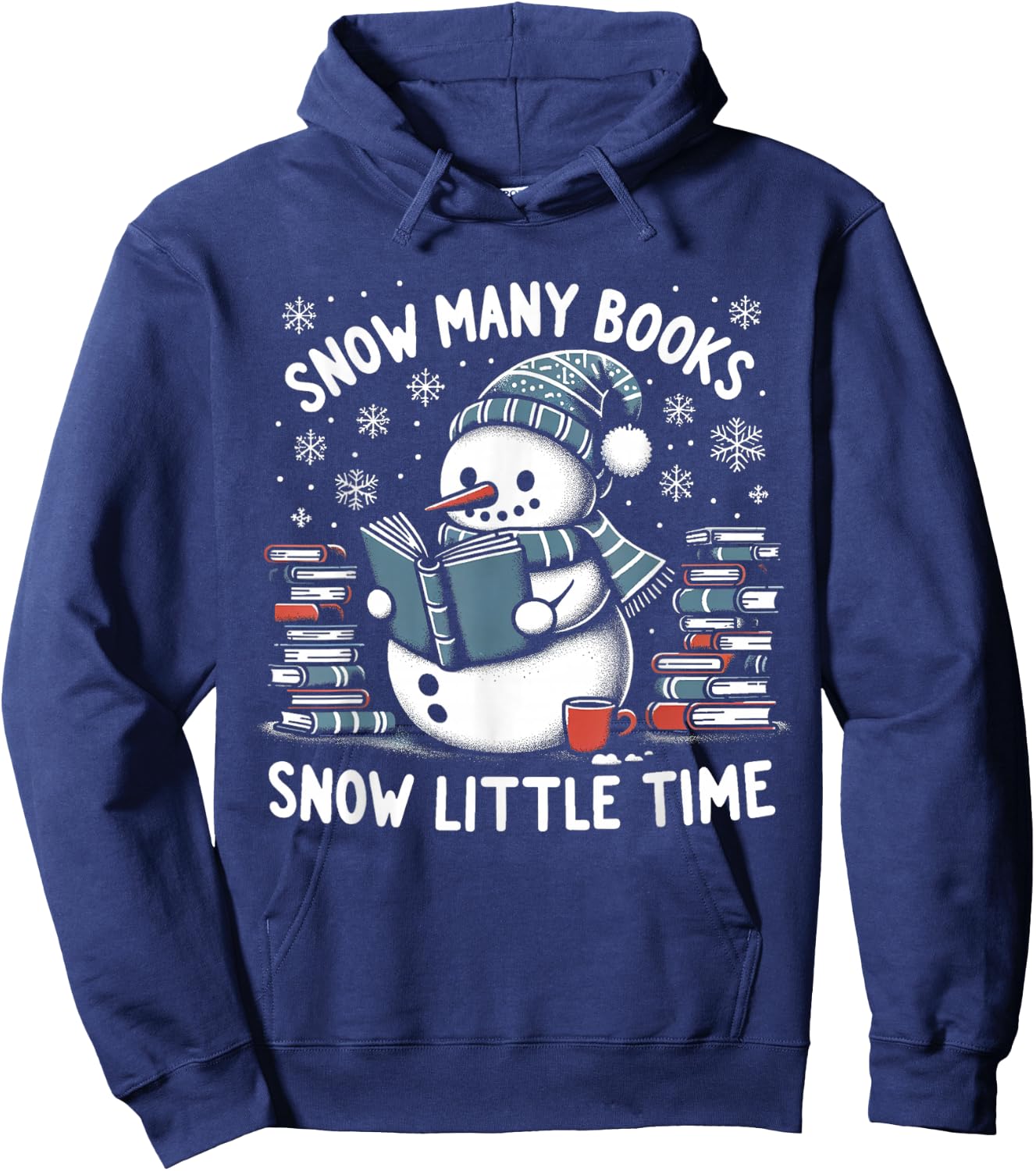 Reading Snowman So Many Books Funny Christmas Men Women Kids Hoodie - Hoodie | Navy
