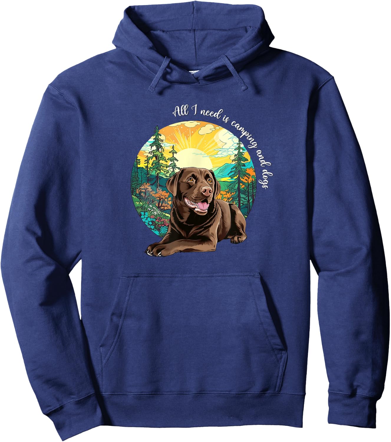 Funny Cute Camping Chocolate Lab Dog Lover Hoodie - Hoodie | Navy