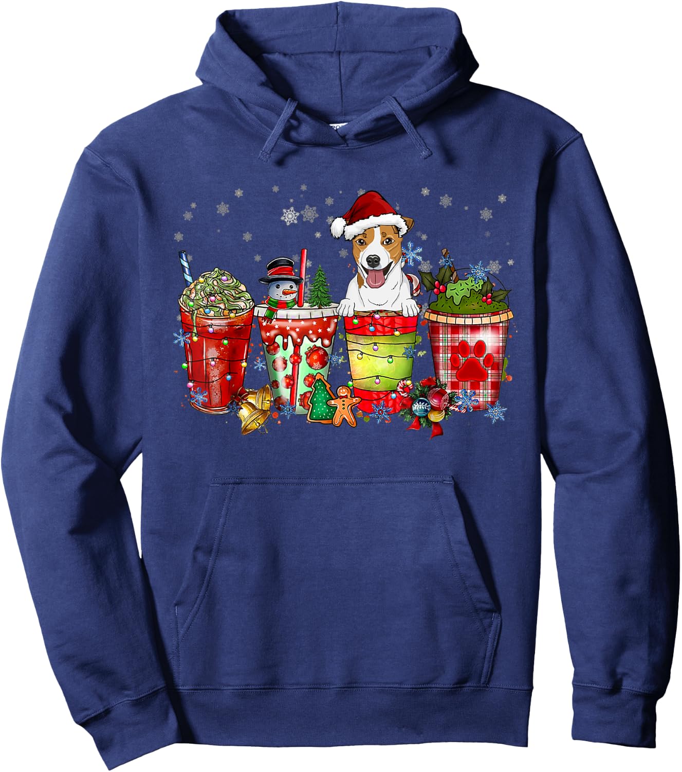 Cute Jack Russel Terrier Dog Christmas Coffee Pajamas Xmas Hoodie - Hoodie | Navy