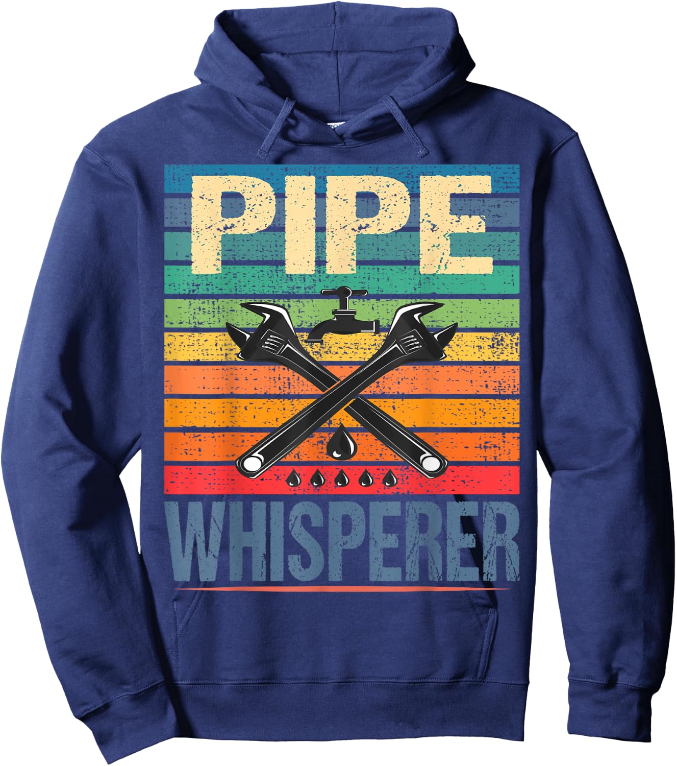 Retro Vintage Rainbow Pipe whisperer Funny Plumber Hoodie - Hoodie | Navy
