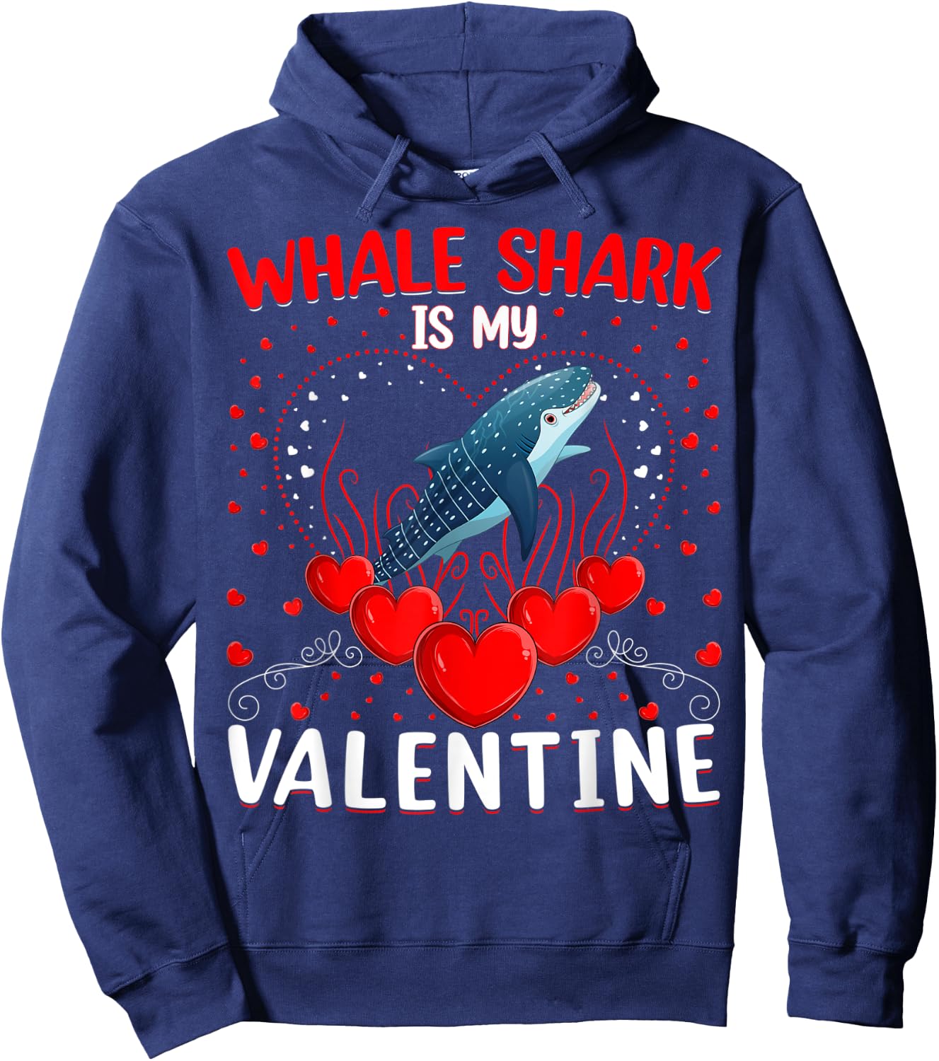Whale Shark Is My Valentine Heart Whale Shark Valentine Hoodie - Hoodie | Navy