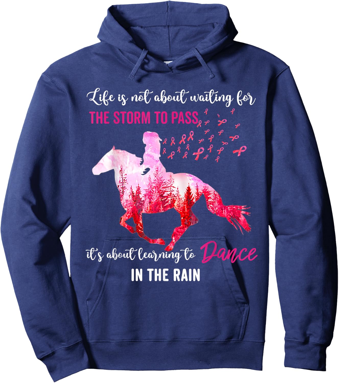 Breast Cancer Awareness I Am The Storm Horse Survivor Hoodie - Hoodie | Navy