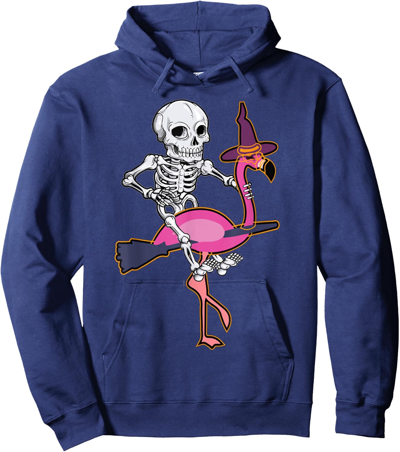 Skeleton Riding Flamingo Funny Halloween Pumpkin Boys Hoodie - Hoodie | Navy