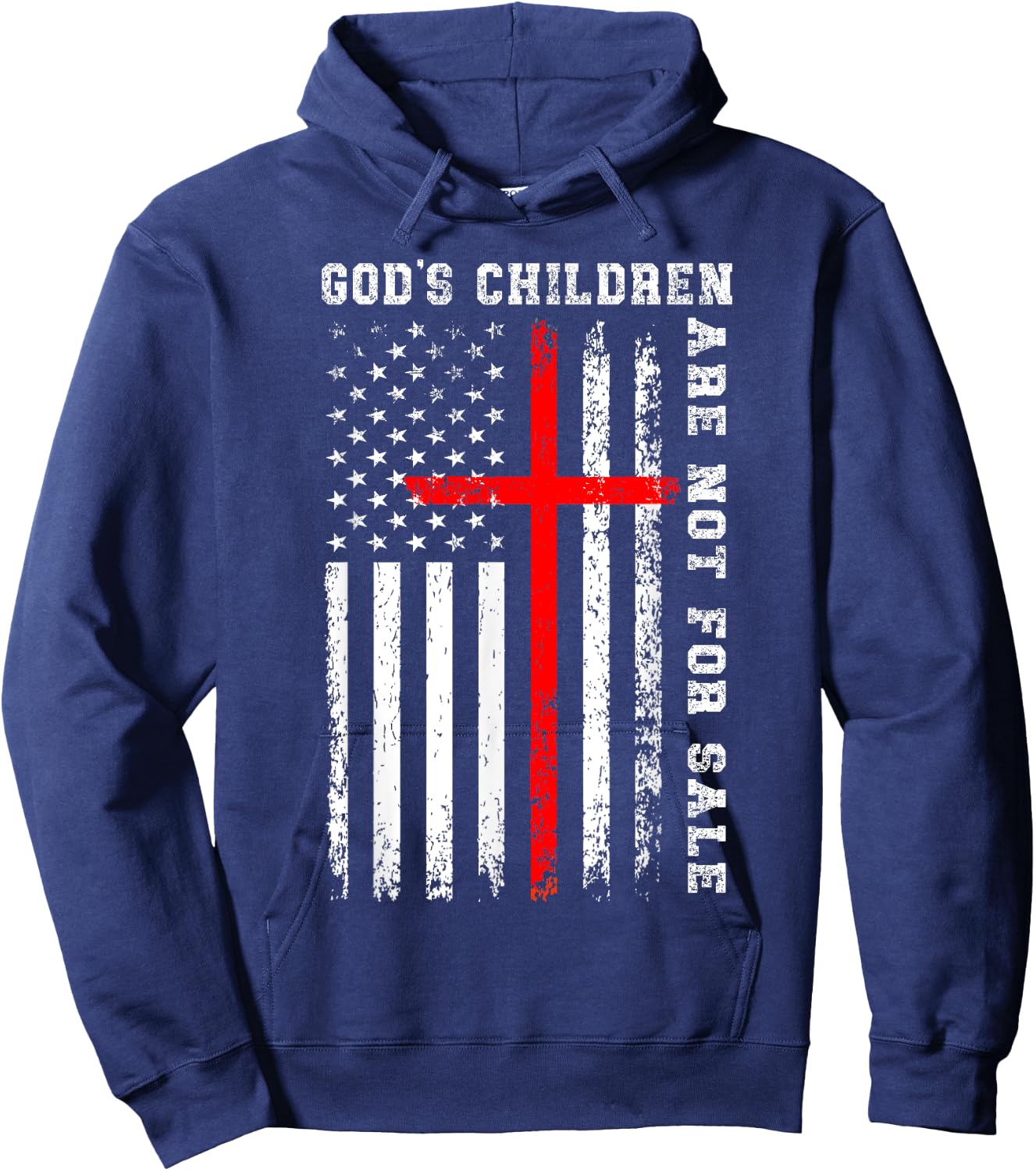 God's Children Are Not For Sale Christian USA Flag Hoodie - Hoodie | Navy