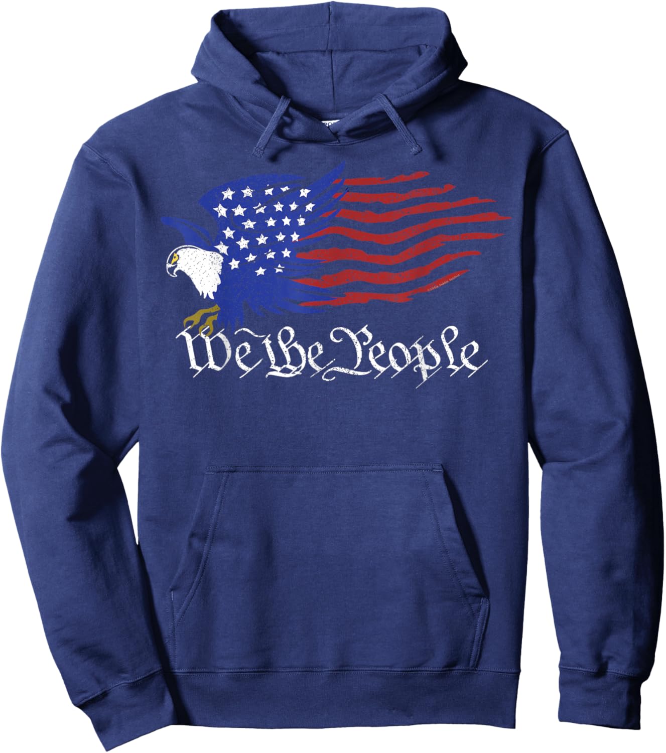 Patriotic Grunge USA Flag Eagle We the People 4th of July Hoodie - Hoodie | Navy