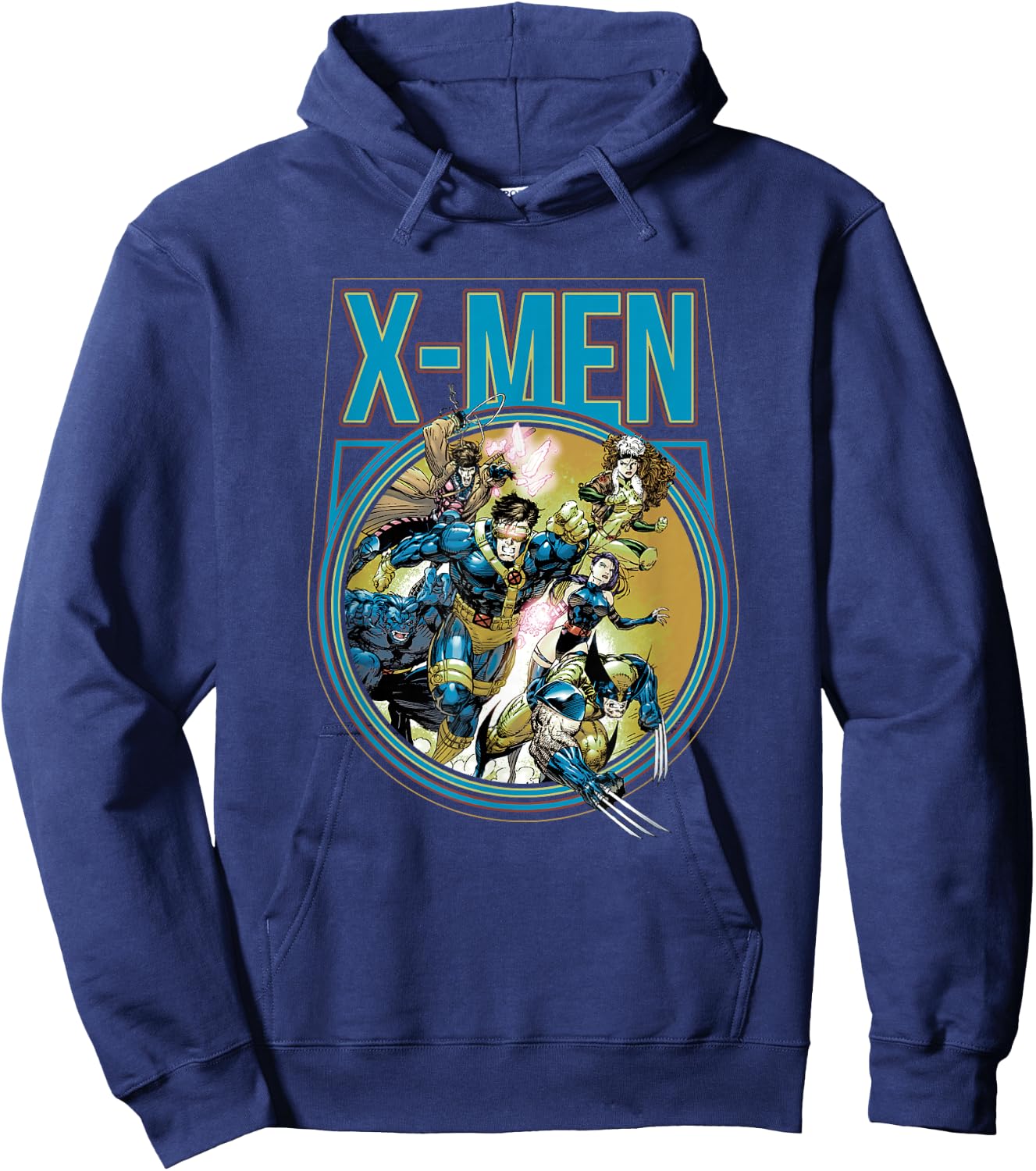 Marvel X-Men Vintage Circle Heroic Group Shot Hoodie - Hoodie | Navy