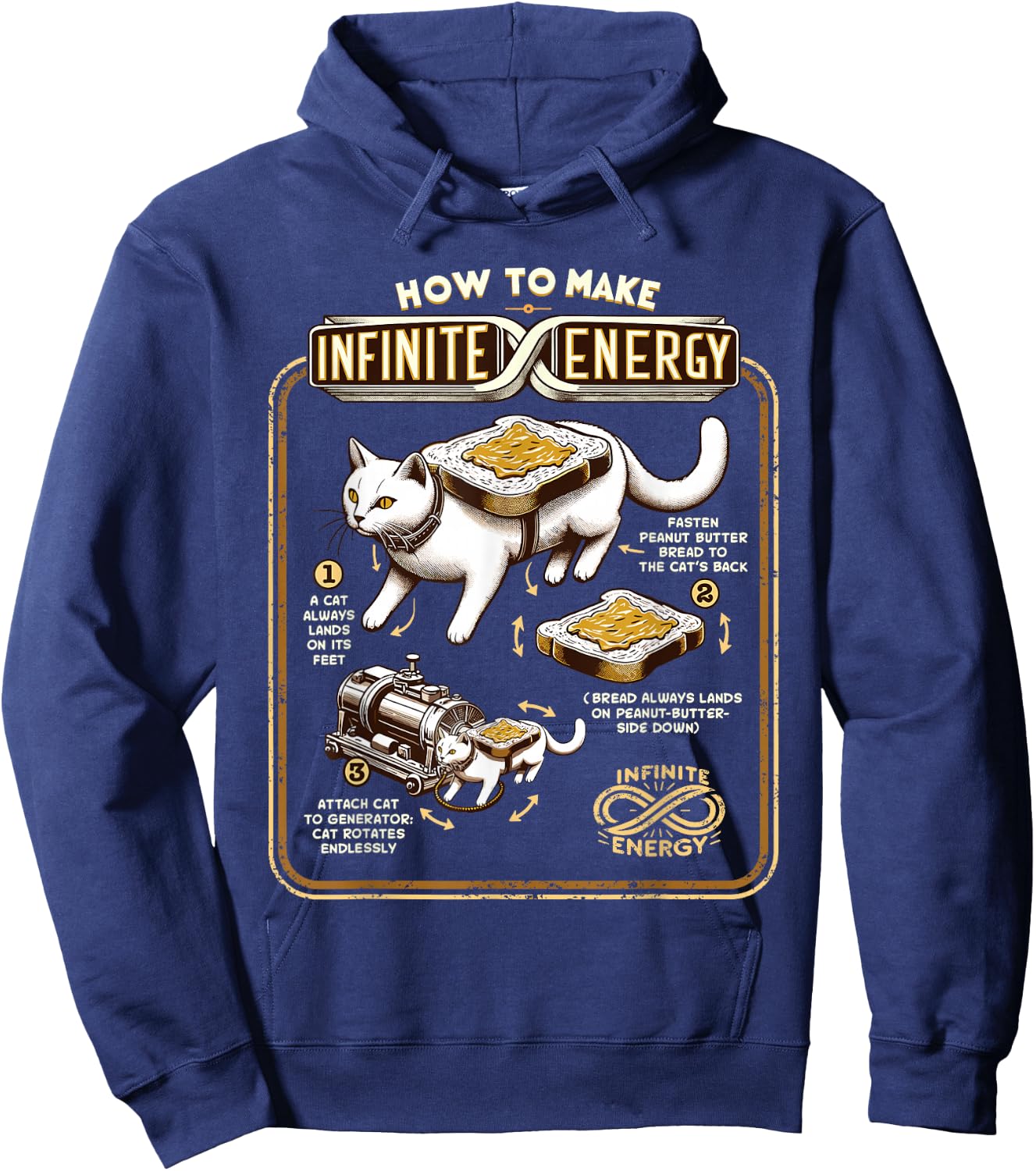 Science Experiment Perpetual Mobile Infinite Energy Cat Hoodie - Hoodie | Navy