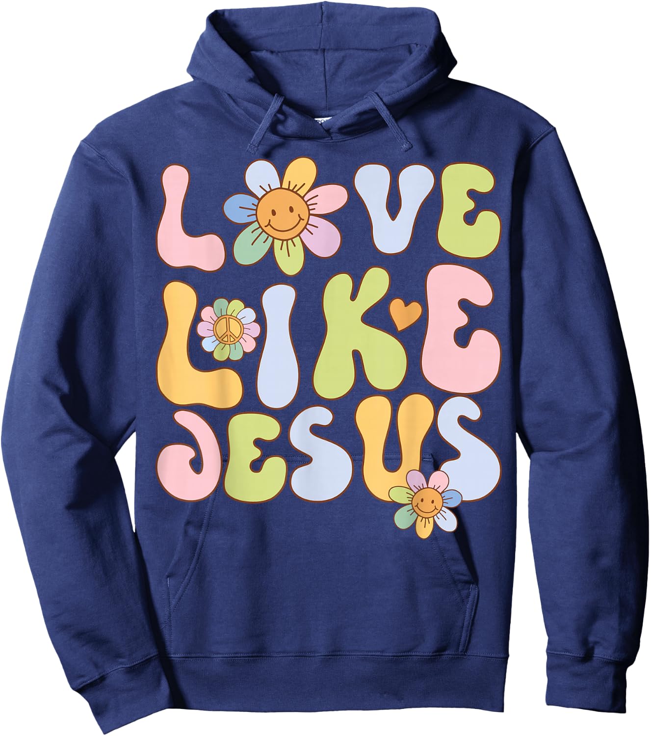 Groovy Love Like Jesus Religious God Christian Graphic Hoodie - Hoodie | Navy