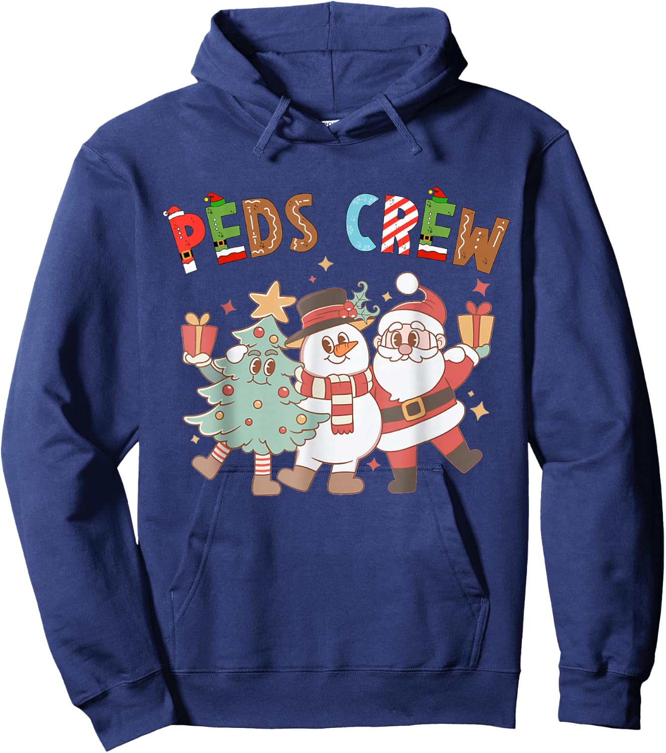 Retro Peds Crew Christmas Pediatric Nurse Nursing Group Hoodie - Hoodie | Navy