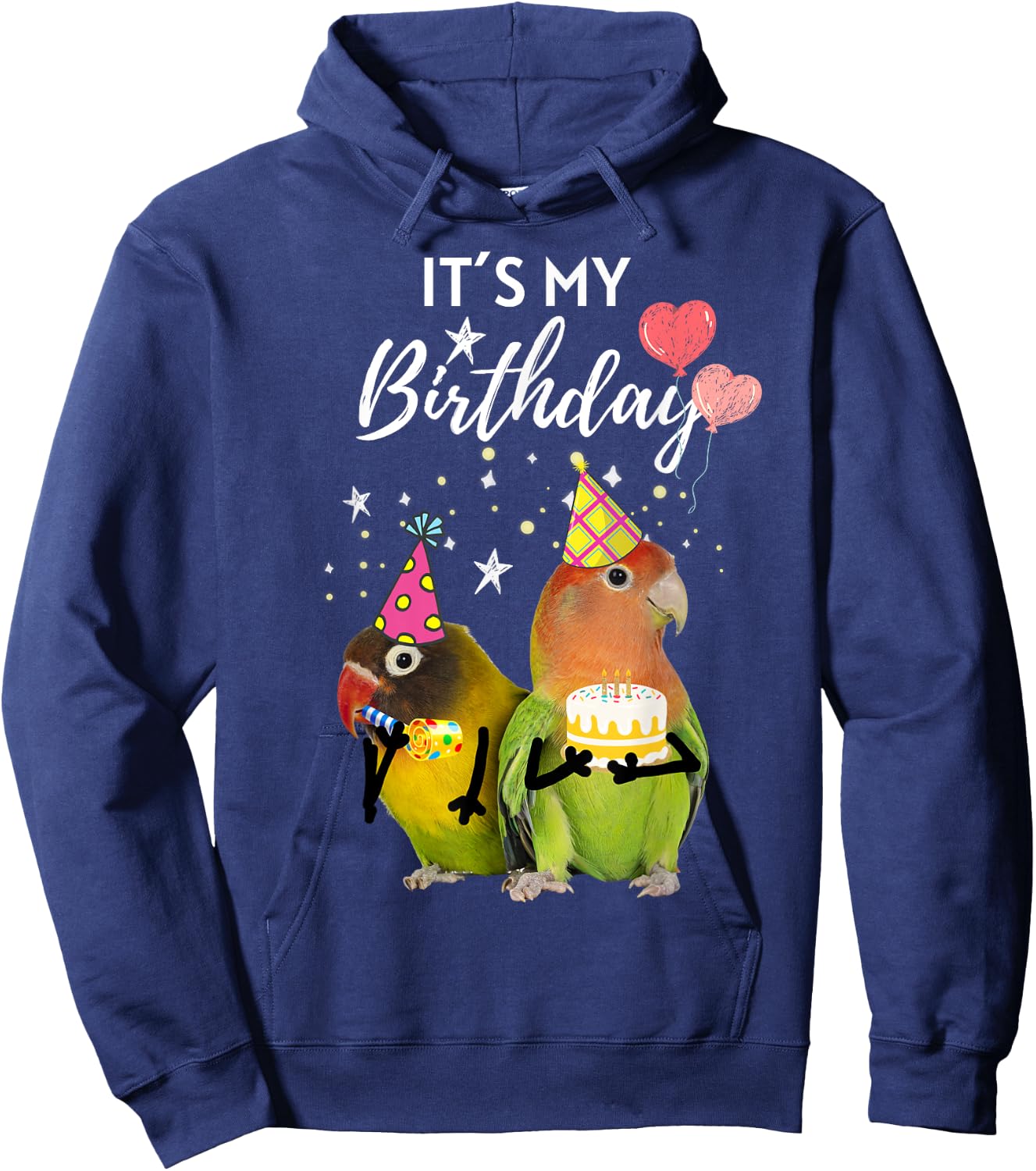 Funny Its My BirthdayParty Cake Birds Parrots Hoodie - Hoodie | Navy