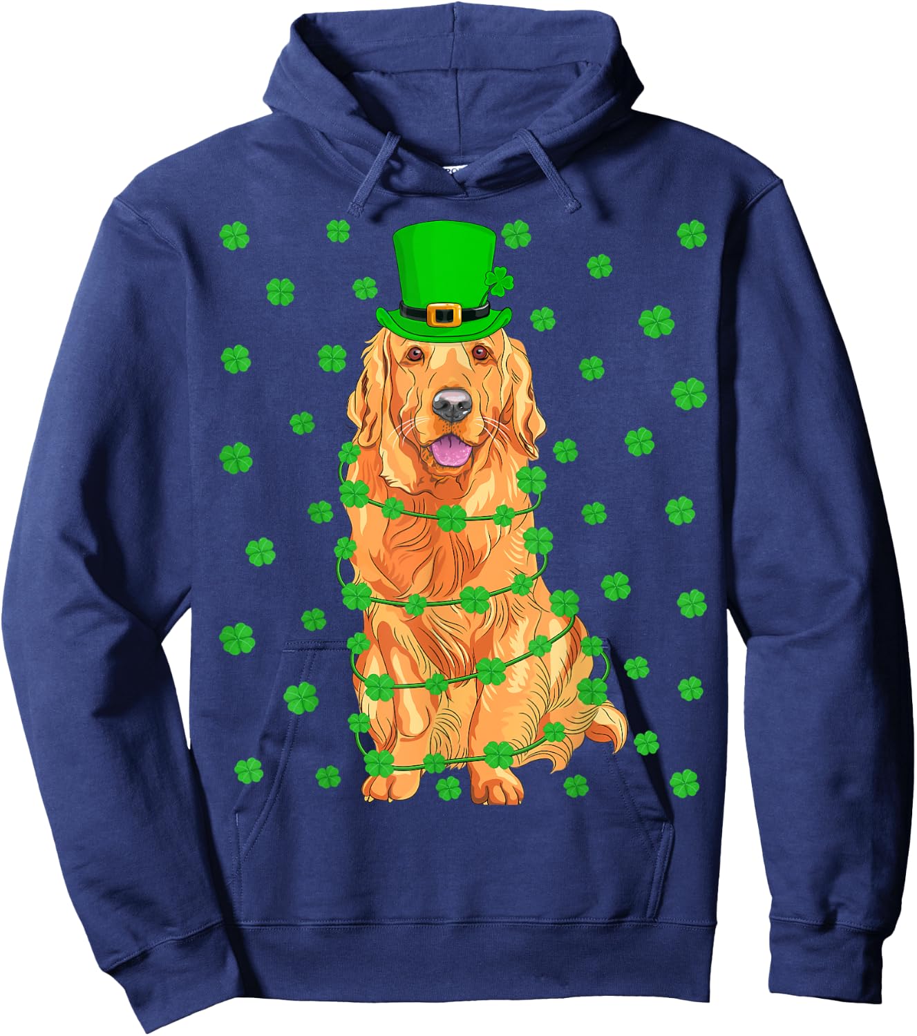 Funny Leprechaun Hat Golden Retriever Dog St. Patrick's Day Hoodie - Hoodie | Navy