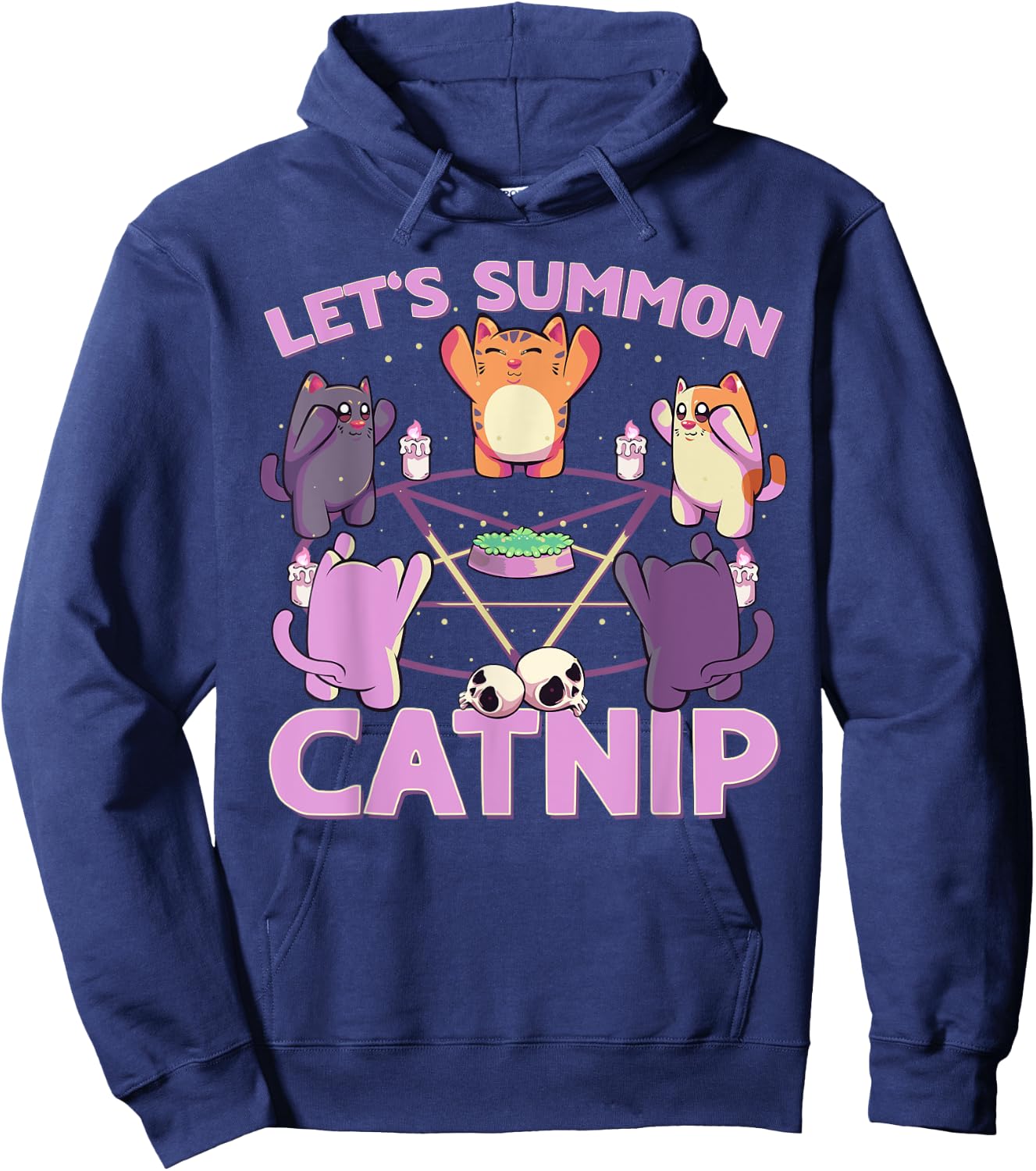 Pastel Goth Kawaii Occult Cats Summon Catnip Nu Goth Cat Men Women Hoodie - Hoodie | Navy