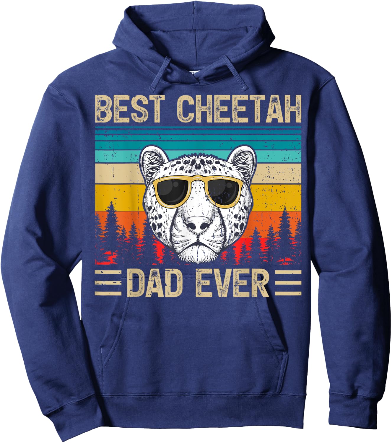 Cheetah Vintage Funny Best Cheetah Dad Ever Father's Day Hoodie - Hoodie | Navy
