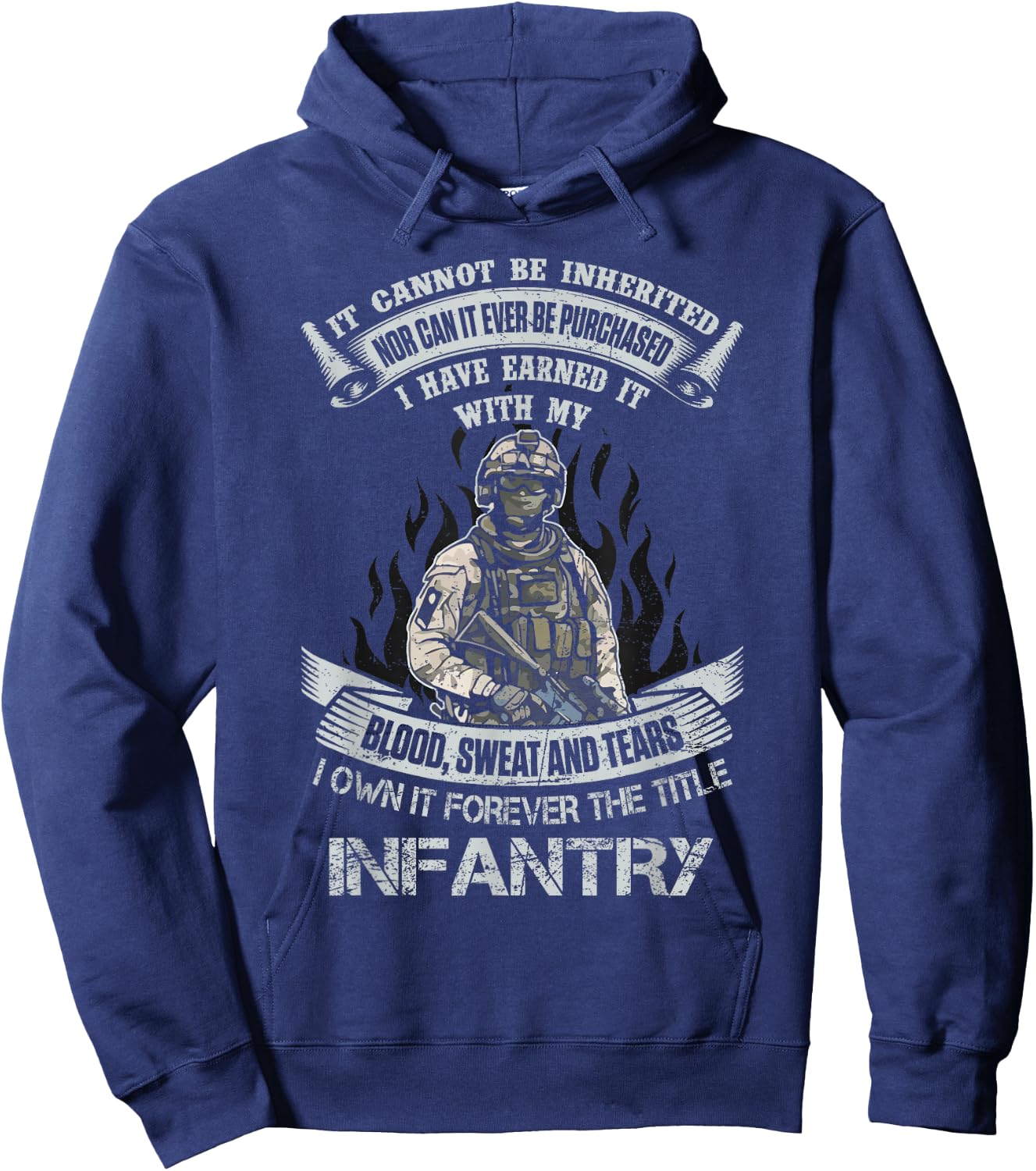 US Army Infantry Veteran Vet Gift -Adults Black Cotton Hoodie - Hoodie | Navy