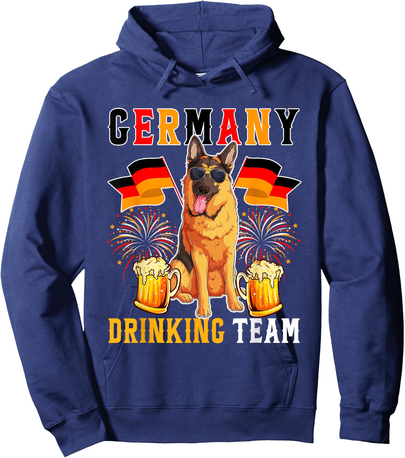 Germany Drinking Team Funny German Shepherd Sunglasses Beer Hoodie - Hoodie | Navy