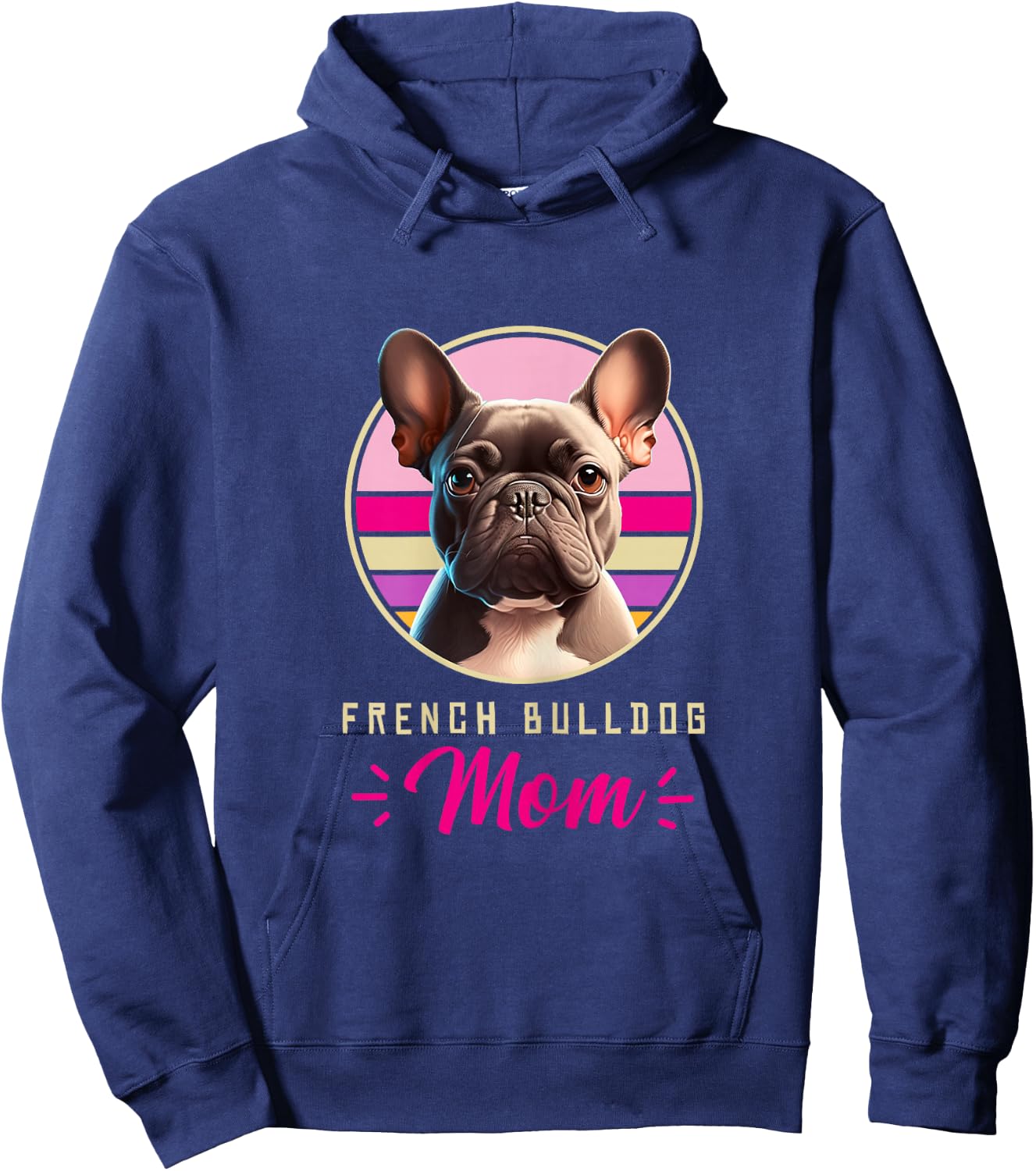 Funny French Bulldog Retro Outfits Clothes Frenchie Dog Mom Hoodie - Hoodie | Navy