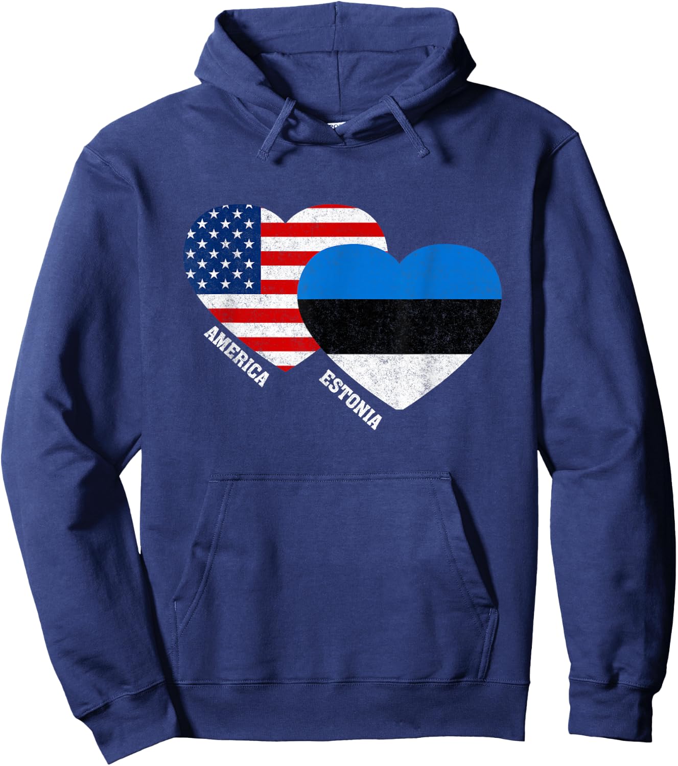 Estonia Flag Shirt Estonian American Pride Vintage Hoodie - Hoodie | Navy