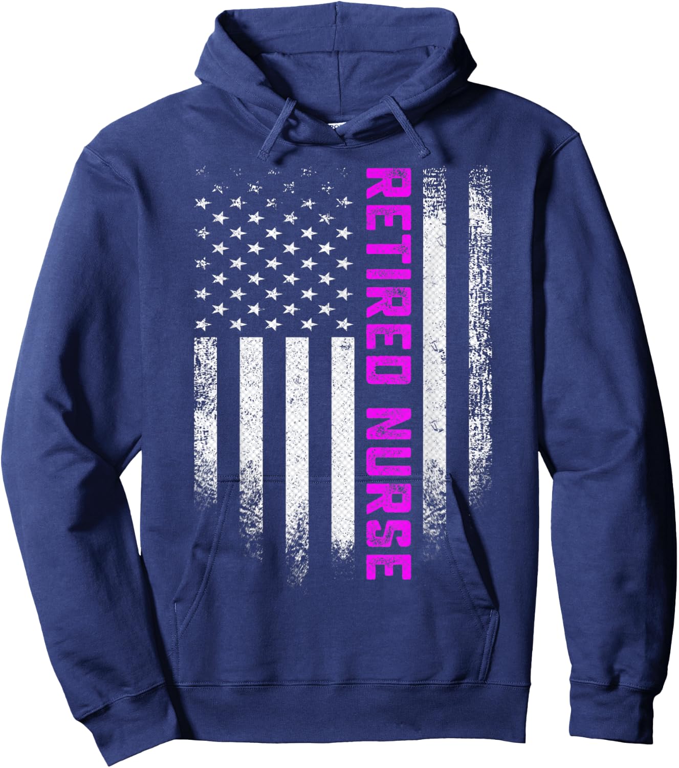 Vintage American Flag Proud Retired Nurse Retirement Nursing Hoodie - Hoodie | Navy