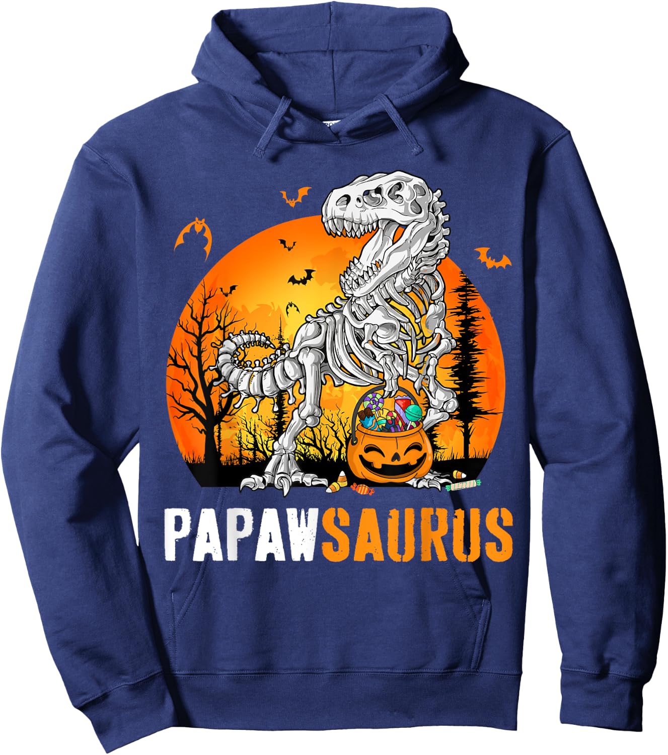 Papawsaurus Dinosaur Skeleton Halloween Papaw Saurus Hoodie - Hoodie | Navy