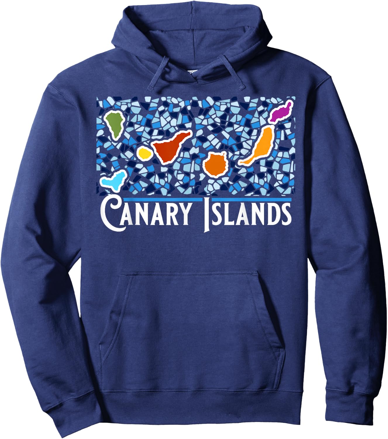 Islas Canarias Artistic Mosaic Canary Islands Retro Graphic Hoodie - Hoodie | Navy