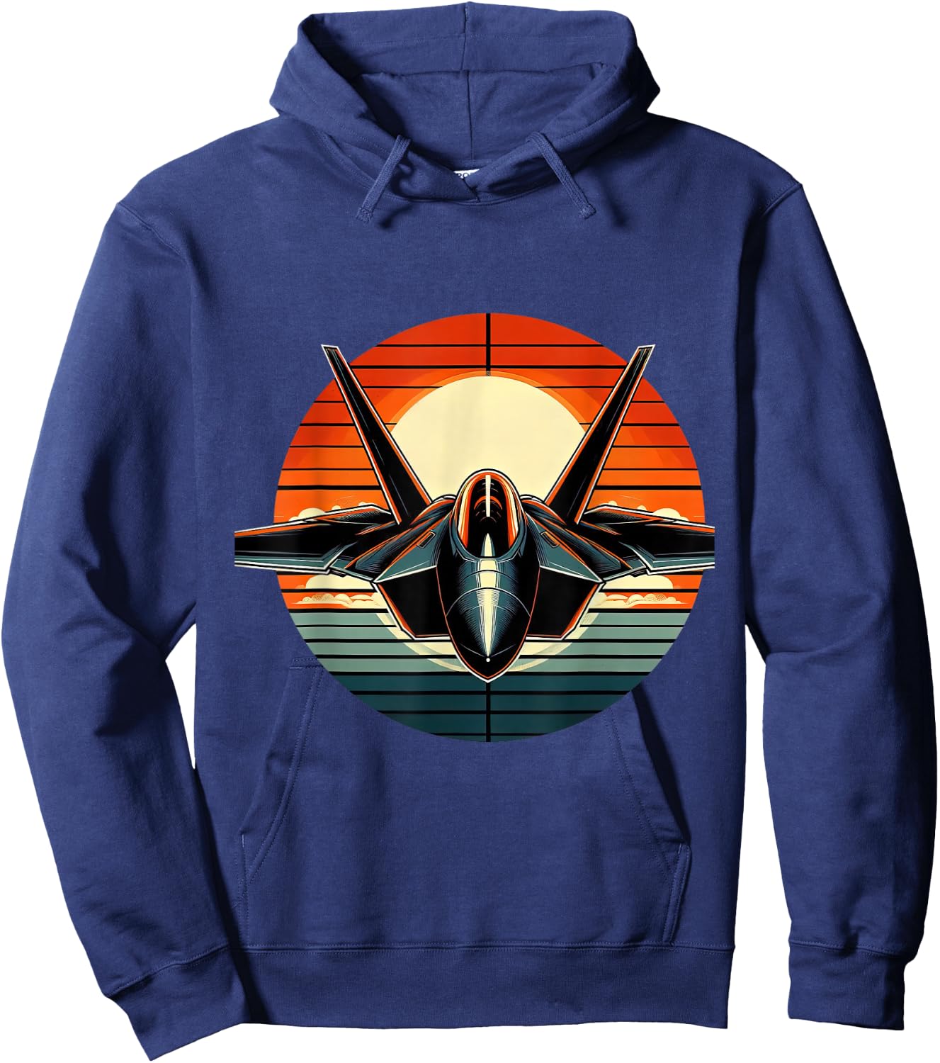 F-22 Raptor Fighter Jet Silhouette Sunset Military Aviation Hoodie - Hoodie | Navy