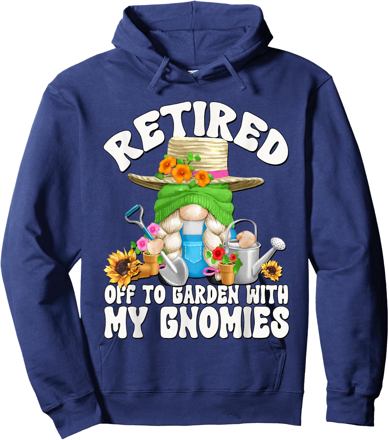 Cute Retirement Gardening Grandma Gnome Garden Mom Hoodie - Hoodie | Navy