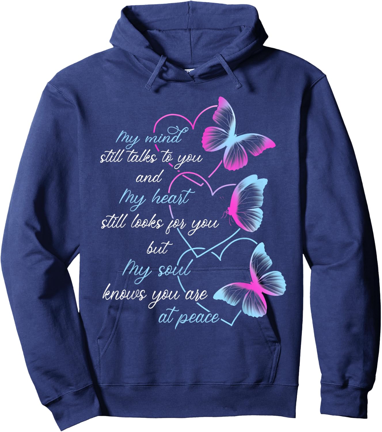 Memorial Men Butterflies Mom Dad Husband Wife Hoodie - Hoodie | Navy