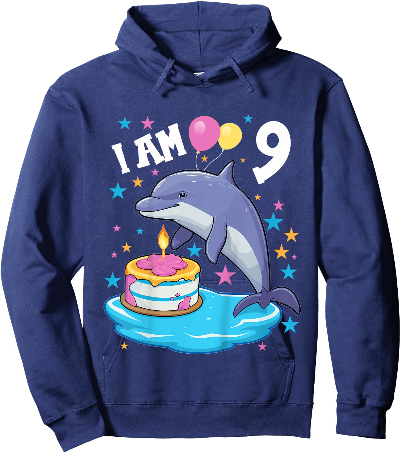9 Years old Boy or Girl Dolphins 9th birthday Dolphin Hoodie - Hoodie | Navy