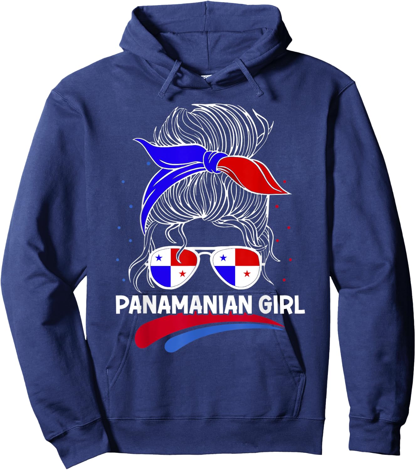 Panama Women Panamanian Flag With Messy Bun National Colors Hoodie - Hoodie | Navy