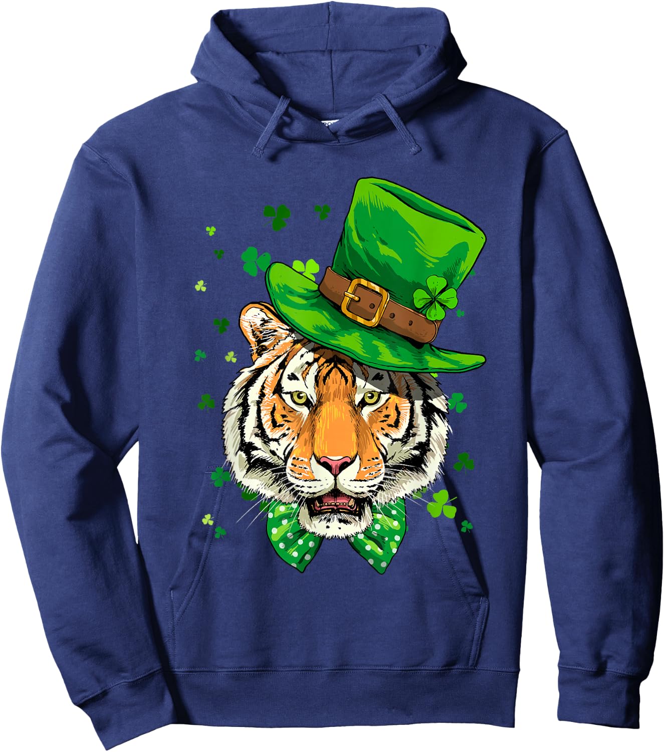 St Patrick's Day Leprechaun Tiger Shamrock Tiger Lover Irish Hoodie - Hoodie | Navy