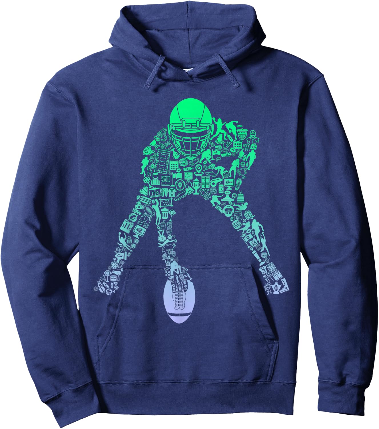 Youth Football Apparel Center Player Coach Boys Football Hoodie - Hoodie | Navy