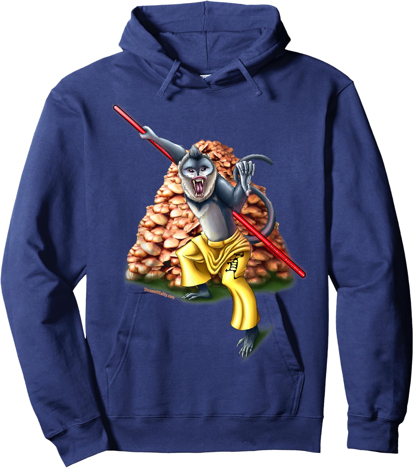 Yunnan Snob Nosed Monkey protecting his mushrooms Fungivore Hoodie - Hoodie | Navy
