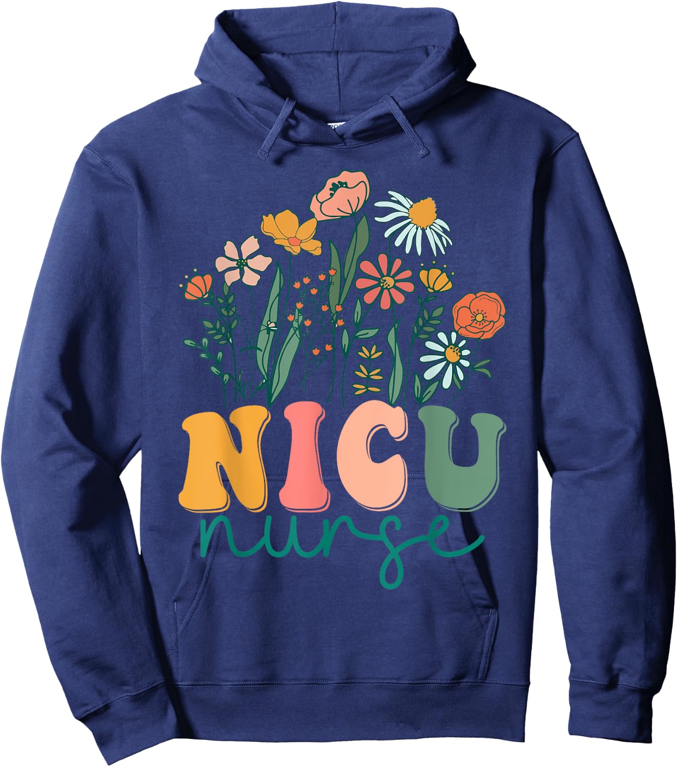 Groovy Wildflower Nicu Nurse Hoodie - Hoodie | Navy