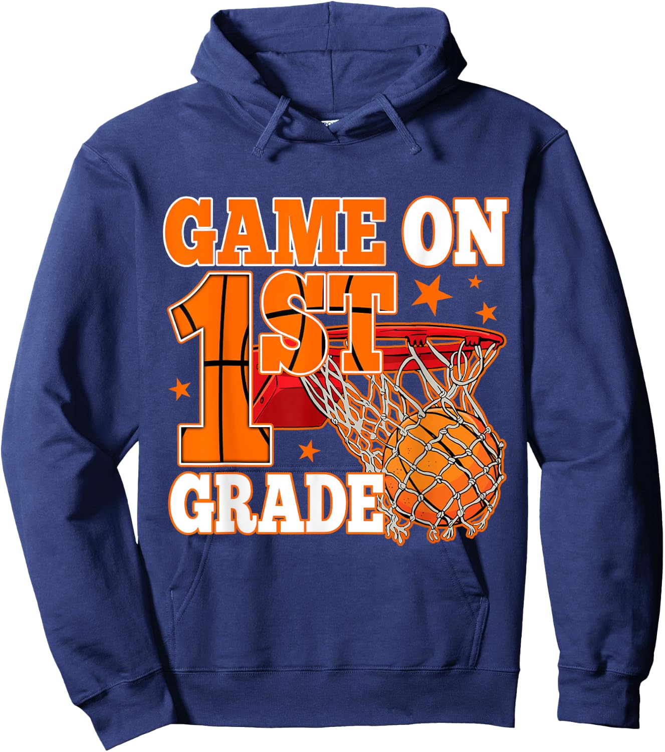 Game On 1st Grade Basketball Back To School First Grade Team Hoodie - Hoodie | Navy