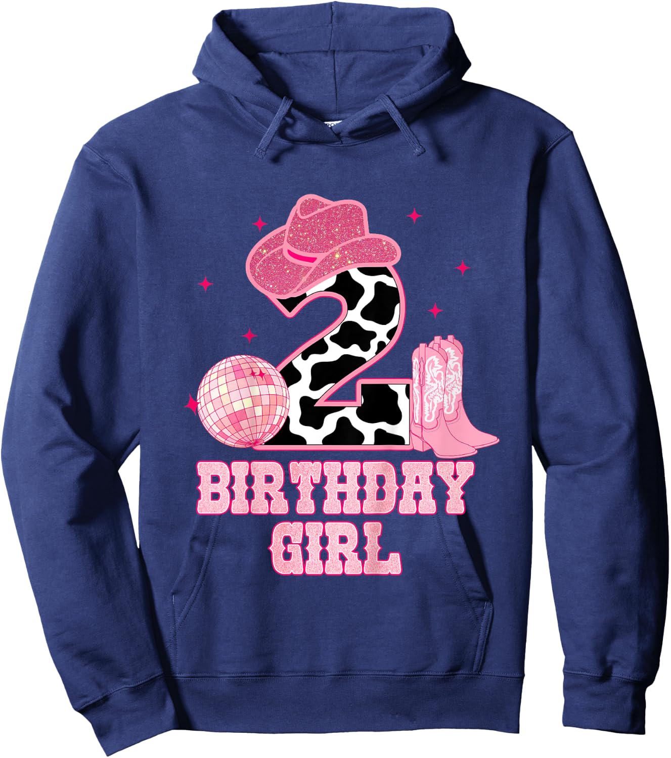 Happy 2nd Birthday Girl Outfit Rodeo Western Cowgirl Cowboy Hoodie - Hoodie | Navy