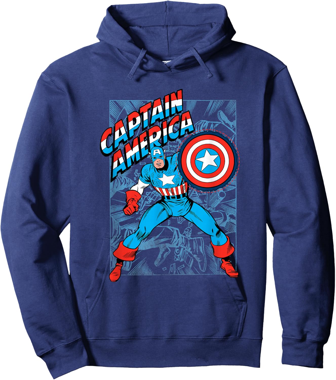Marvel Comics Retro Classic Captain America Comic Book Cover Hoodie - Hoodie | Navy