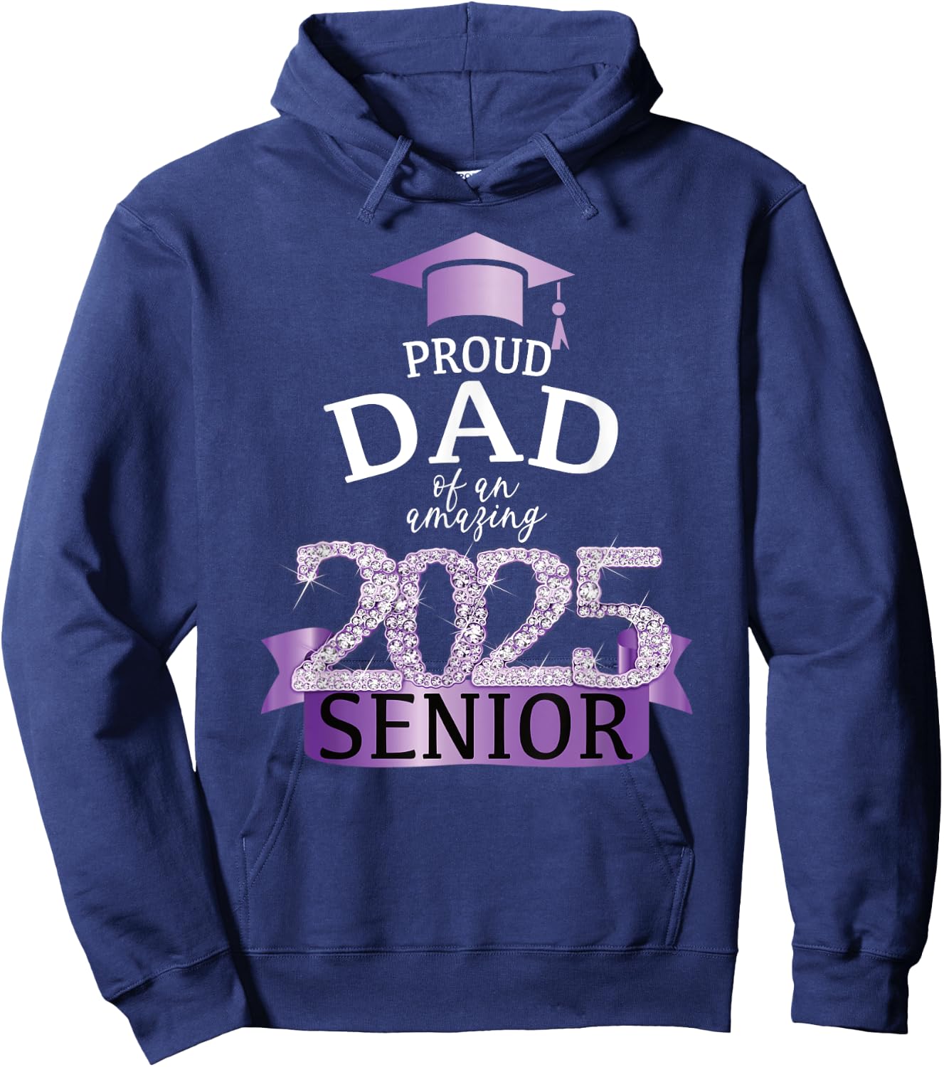 A Proud 2025 Senior Dad I Elegant Purple Celebration Decor Hoodie - Hoodie | Navy