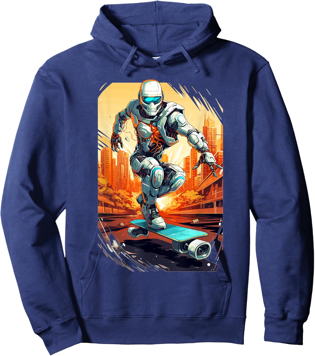 Robot Skater - Skateboard Skateboarder Skateboarding Hoodie - Hoodie | Navy