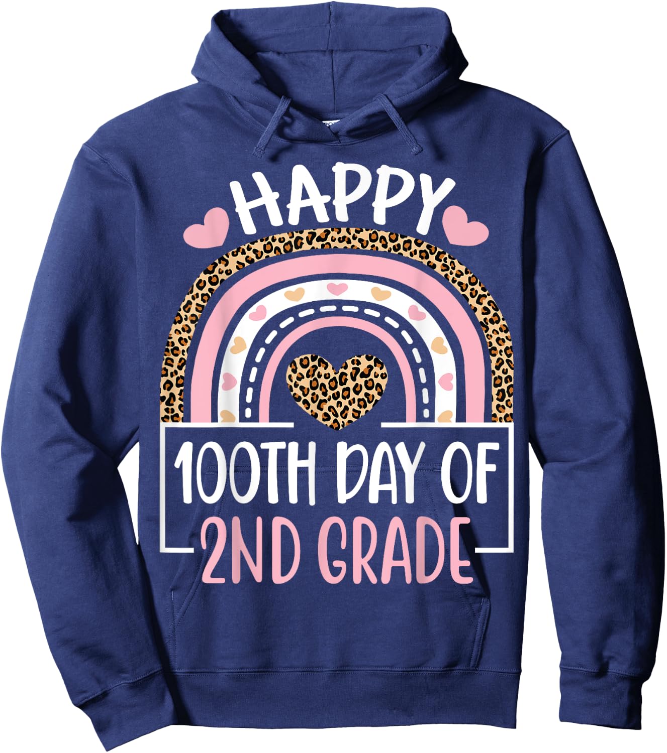 100th Day Of 2nd Grade Funny 100 Days Of School Teacher Hoodie - Hoodie | Navy