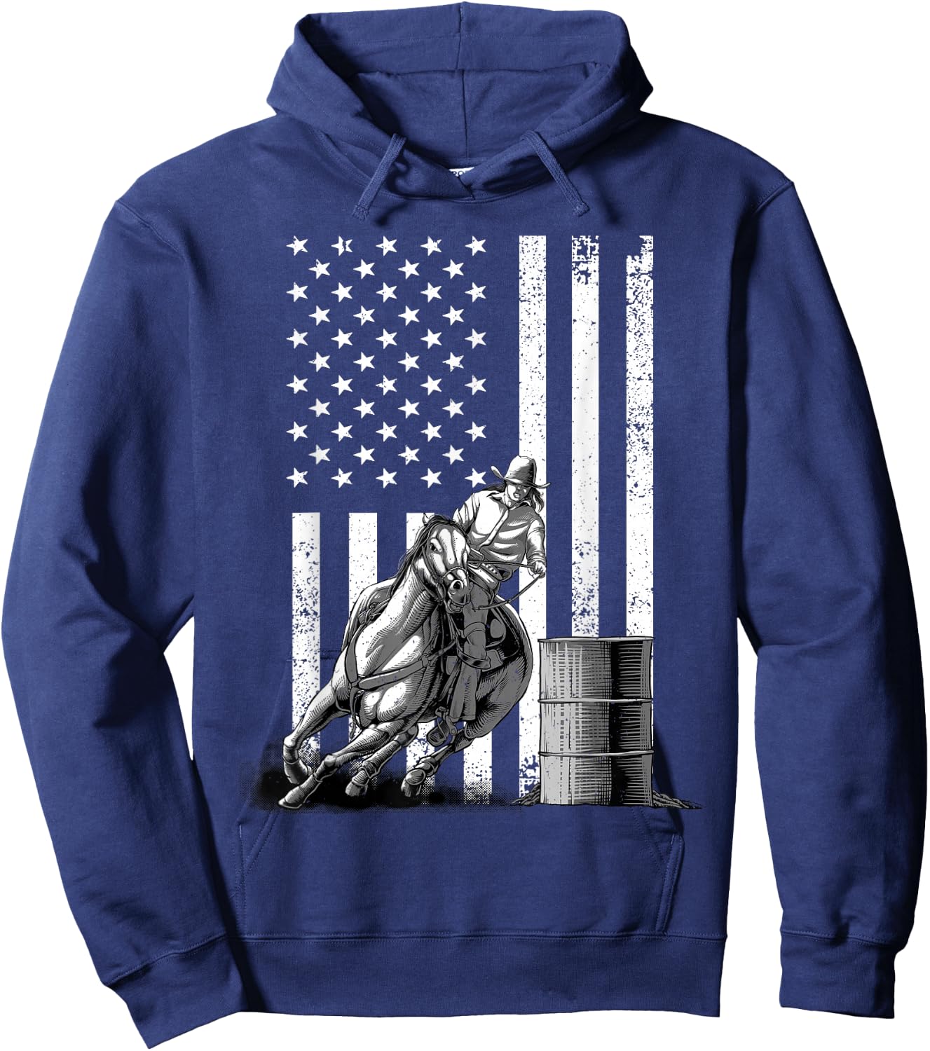 Cool Barrel Racing Women Barrel Racer Rodeo US Flag Hoodie - Hoodie | Navy