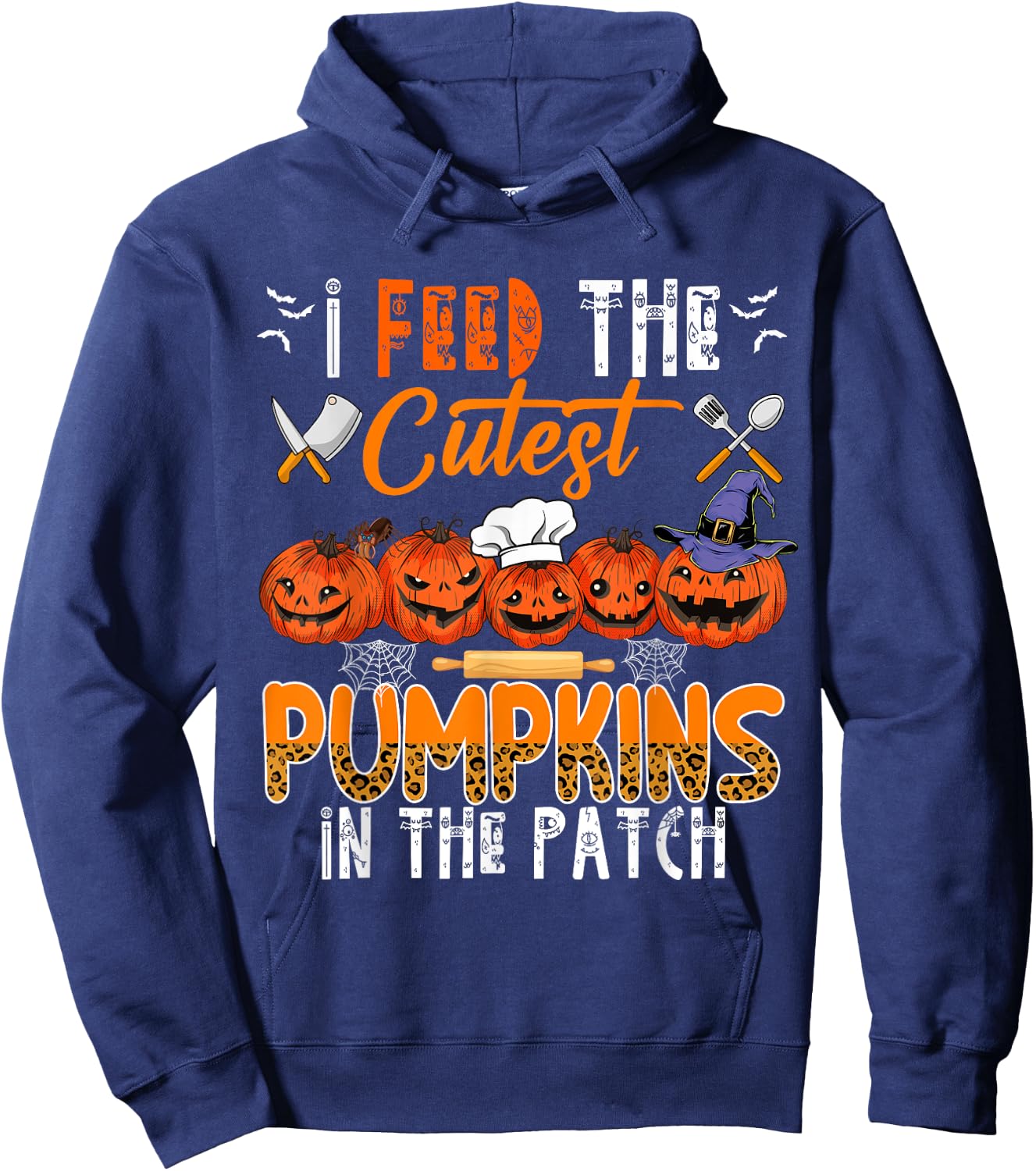I Feed The Cutest Pumpkins In The Patch Halloween Lunch Lady Hoodie - Hoodie | Navy