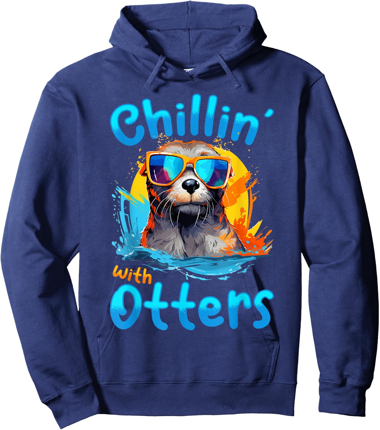 Otter Animal Kids & Adult - Chillin' with Otters Hoodie - Hoodie | Navy